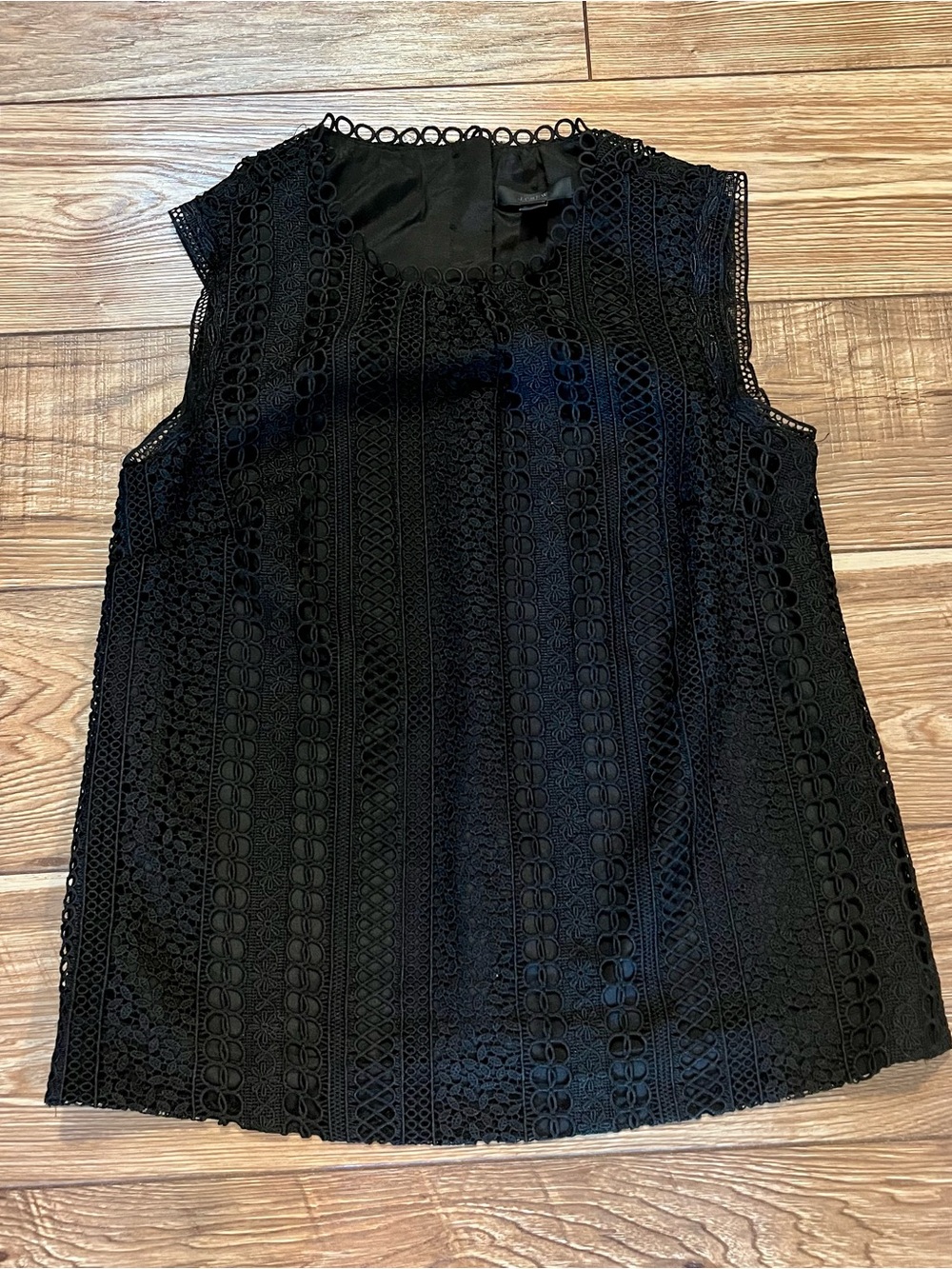 J. Crew Black Mixed Lace Sleeveless Top